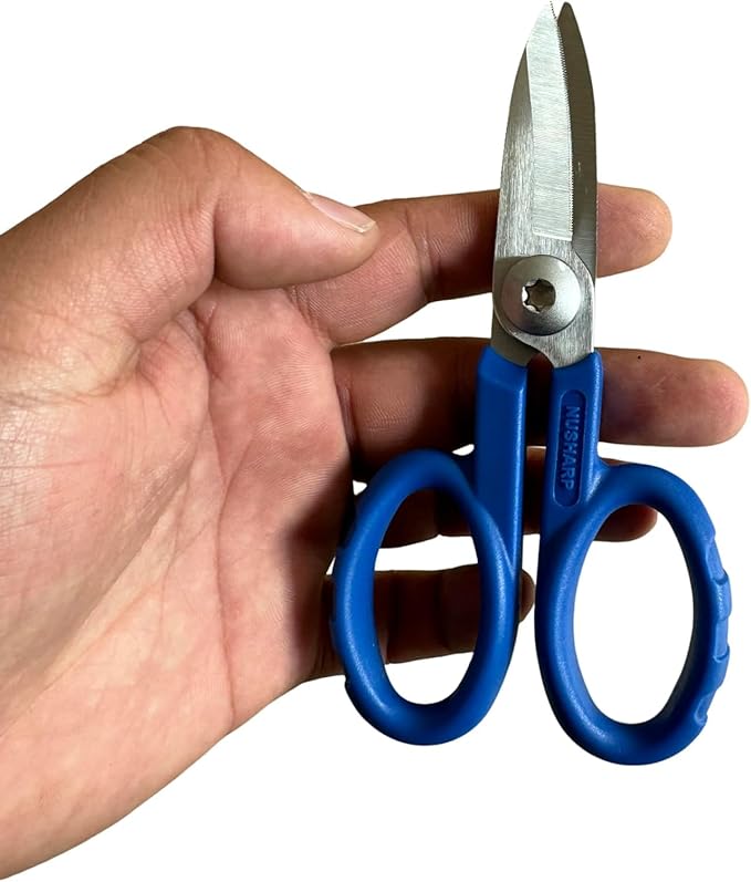 Elfcam® - 2 Pack Kevlar Scissors for Fiber Optic Cables, Super Multi Shears with Serrated Blade for Griping Materials, Multifunctional Cutters Made of High Carbon Alloy Steel, Manufactured by Nusharp