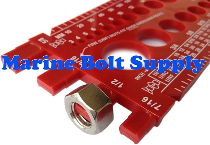 Nut, Bolt & Screw Gauge Standard & Metric Coarse & Fine Diameter, Length & Thread Pitch (Blue)