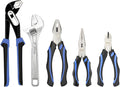 5-piece Pliers Set Home Maintenance Tool Kit for Men, Including Groove Joint, Long Nose, Diagonal Cutting, Adjustable Wrench and Linesman Pliers, with Storage Pouch