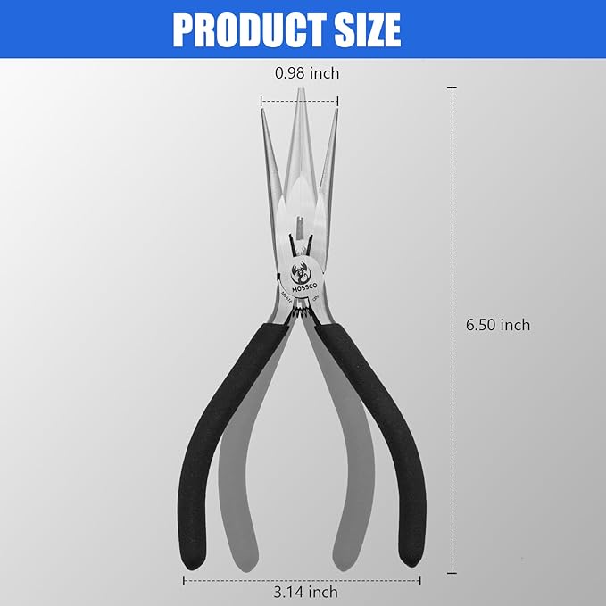 Needle Nose Pliers, 6.5" Long Nose Pliers with Cutter, Precision Serrated Twill Design Jaw Small Needle Nose Pliers for Jewelry Making, Bending Wire, Crafts, Electronic Repair