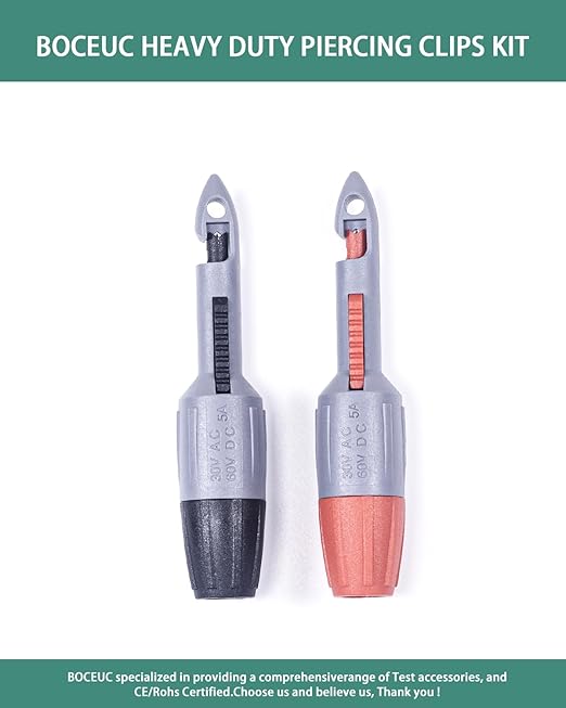 Insulation Piercing Clips Set, 2 Pack 2 mm Heavy Duty Needle Electronic Wire Piercing Probe for Multimeter Voltmeter Thermometer Testing Tool
