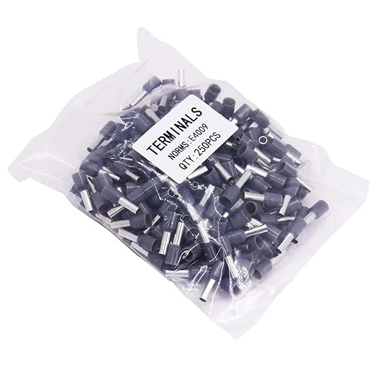 Fidioto AWG12 Wire Ferrules Terminals, 250pcs AWG12 Terminal Connector Wire Insulated Cord Pin Ends Terminals for Electric, Industrial, Chemical Industry, Power Control System, etc.