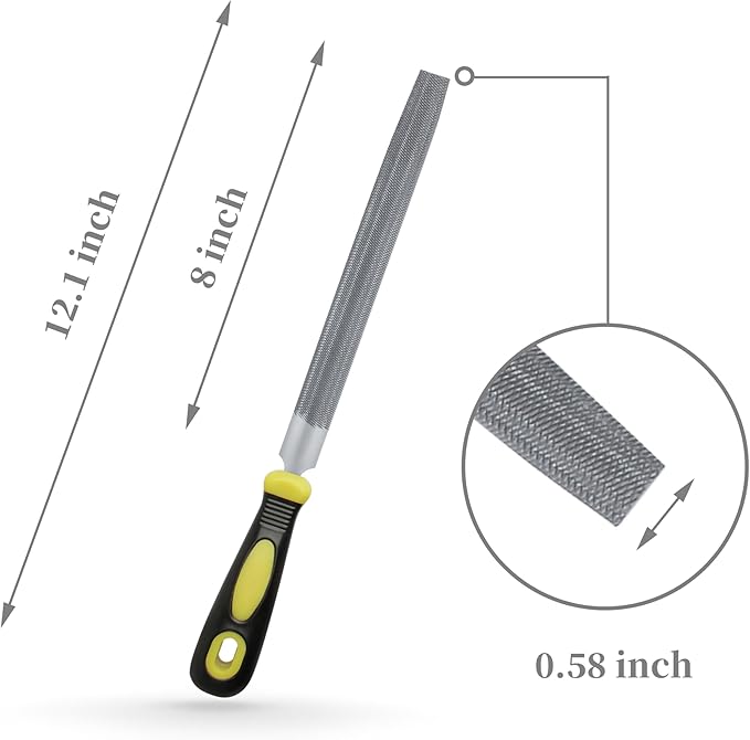 8-Inch Half Round Bastard Double Cut With Handle File for Metal Files (1 Count - 21745N)