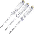 Fielect 3pcs Test Screwdriver, Voltage Detector Pen Light Circuit Tester Electric Test Pen Screwdriver Neon Tube AC/DC 100-500V Clear