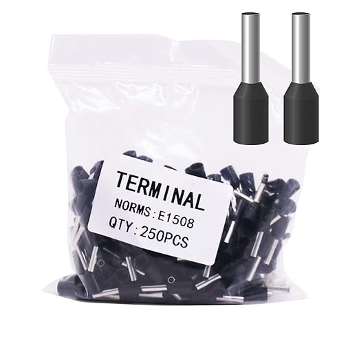 Fidioto AWG16 Wire Ferrules Terminals, 250pcs AWG16 Terminal Connector Wire Insulated Cord Pin Ends Terminals for Electric, Industrial, Chemical Industry, Power Control System, etc.