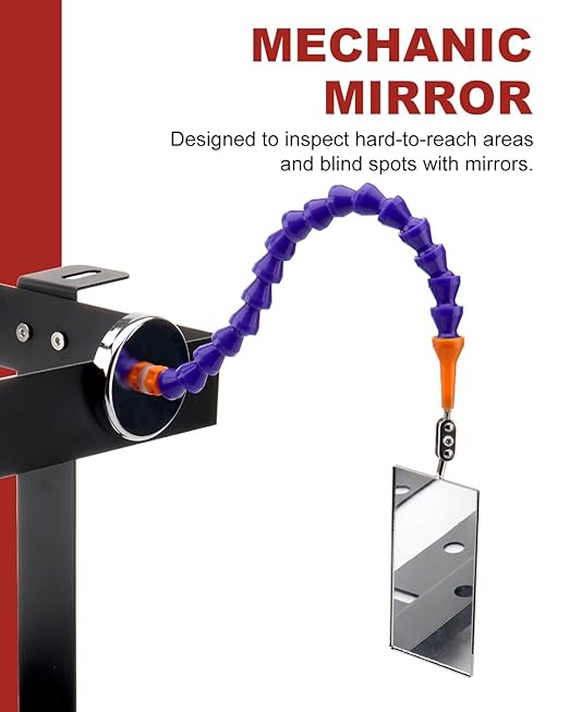 Inspection Mirrors Welding Mechanic Mirror with Magnetic Base Adjustable Arm Machine Tool for Technicians Auto Mechanics for Use in Confined Spaces