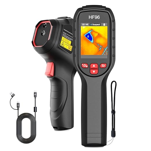 HF96 Thermal Camera, Super Resolution 240 x 240, Thermal Imaging Camera with Laser Pointer, Intelligent Scene Detection, 96 x 96 IR Resolution, 25 HZ Infrared Camera, -4°F~1022°F,11h Runtime