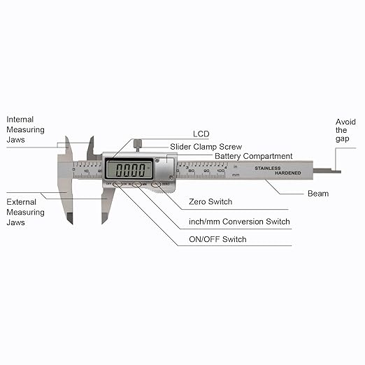 All-Metal Small Digital Caliper 0-4" Mini Measuring Tool, Micrometer Caliper with Auto-Off Feature, Interchangeable Between inches and millimeters for DIY/Household and 3D Printing