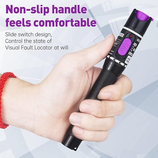 Moocci 3 Pcs Visual Fault Locator Fiber Optic Tester - VFL Fiber Optic Cable Tester Meter with FC to LC Adapter - Tools Kit for FC/SC/ST/LC Connector,Network Cable Test - Green Purple Blue