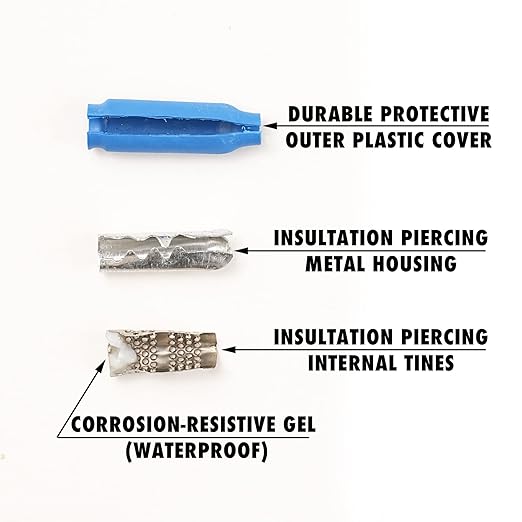 100 Pcs Low Voltage B Connectors Wire Splices Gel Filled, Waterproof Electrical Wire Crimp Bean Type Cable Connector for Outdoor Telephone Phone Security Lighting
