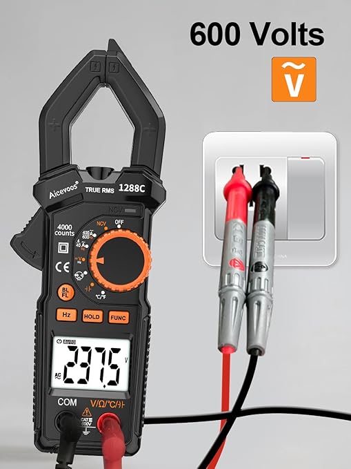 Digital Clamp Meter Multimeter Voltage Tester Auto-ranging, Measures Current Voltage Capacitance Resistance Diodes
