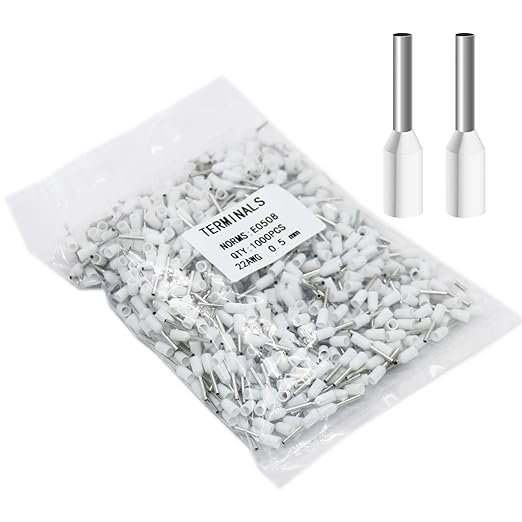 Fidioto AWG22 Wire Ferrules Terminals, 1000pcs AWG22 Terminal Connector Wire Insulated Cord Pin Ends Terminals for Electric, Industrial, Chemical Industry, Power Control System, etc.