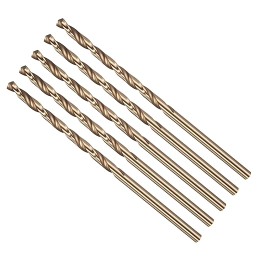 Drill Bit, #38 Cutting Diameter, 4341 HSS Gold Finish 118° Cutting Angle Number Jobber Bits - (Applications: for Drilling Soft Metal Plastic Wood), 5-Pieces