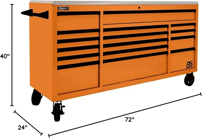 Homak 72” Roller Cabinet w/Stainless Steel Top RS Pro Workstation (Competition Orange)