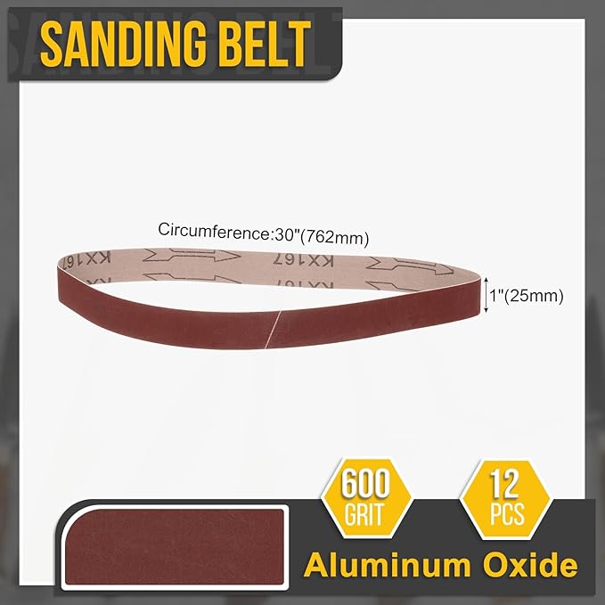 1 x 30 Inch Sanding Belt, 5 Pcs 600 Grit Knife Sharpener Belts Work Sharpening for Belt Sander Knife Carving Tool Metal Working