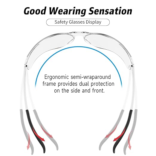 Clear Safety Glasses Bulk of 10 ANSI Z87.1 Protective Eyewear Scratch-Resistant for Work, Lab, Construction