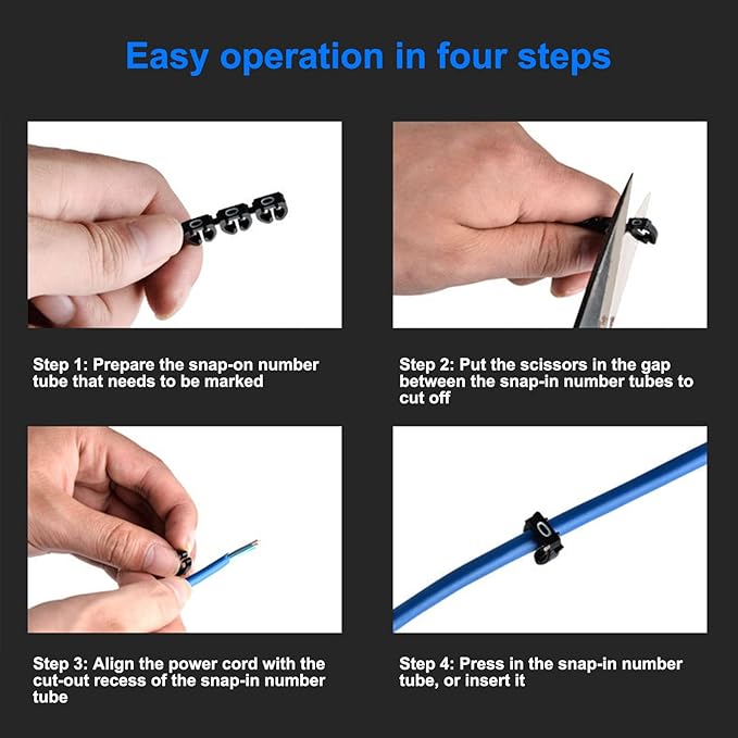 WALFRONT Digital Tube Wire 0-9 Number Coded Clip On Plastic Cable Label Tube Colorful Cable Marker C Shape Suitable Multi-Type Cable (150Pcs 1.5mm²)