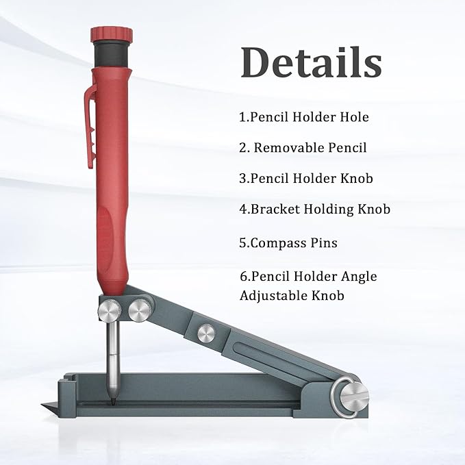 Multifunctional Scribing Tool, Construction Pencil Carpenter Scribe Tool DIY Woodworking Scribe Tool Contour Gauge Scriber Line Maker Measuring Tool Scribing Compass for Wood