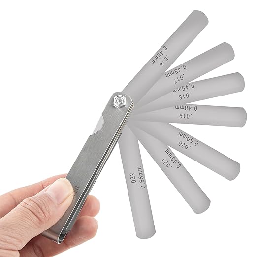 ZLKSKER 32 Blade Steel Feeler Gauge (0.0015Inch to 0.035Inch), Thickness Feeler Gage Gauge, Gap Measuring Tool with Metric & Imperial, Great for Checking Valves & Building Engines