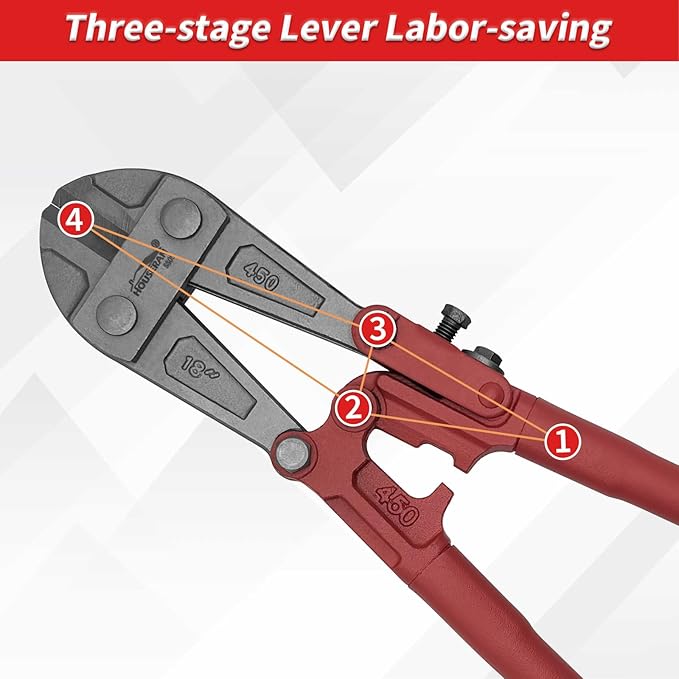 Bolt Cutter 18 inch, Bolt Cutter with Comfort Handle Grip, Heavy Duty Bolt Cutter for Fences, Steel Wire, Chains, Screws, Locks, and Rivet