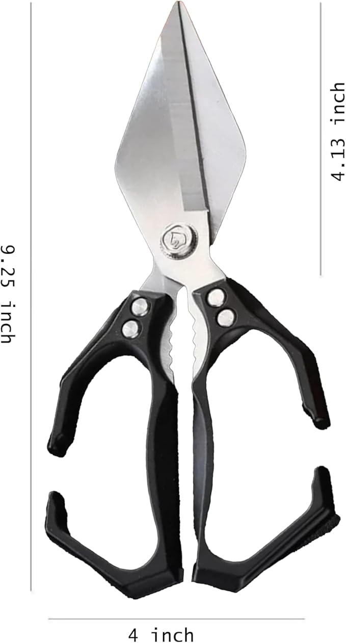 Multi-Purpose Kitchen Scissors,stainless steel scissors,Poultry Shears,Sharpeners Bottle Openers Zester and More Stainless Steel,for opening cans and heavy duty poultry cutting (Black)