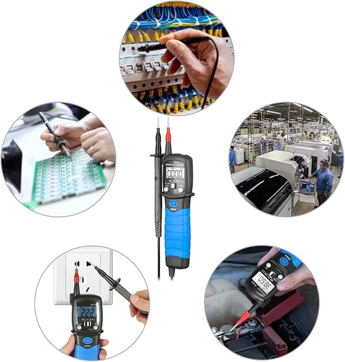 Pen Type Digital Multimeter - BTMETER BT-38C AC DC 600V High Voltage Tester, 60M Ohm Resistance Meter, with Capacitance Diode Test, Continuity Alarm, Backlit LCD Screen, Lamp Light