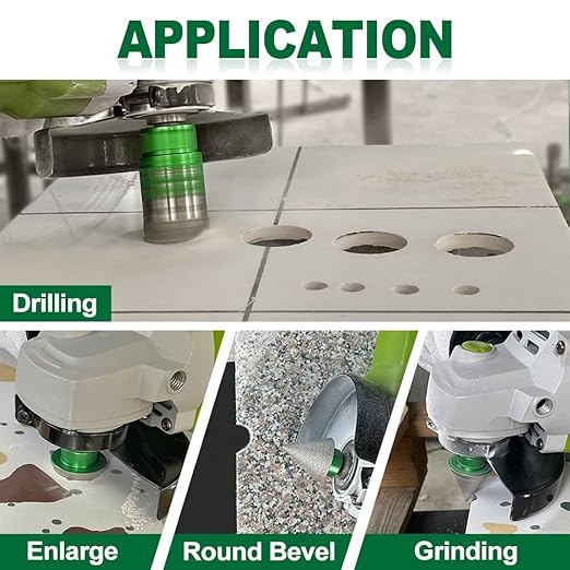 Tile Hole Saw Kit - 6pcs Diamond Core Drill Bits 25/35/50/65/75/102mm+1pc 2" Beveling Chamfer Bit 5/8-11" Thread for Shaping Enlarging Porcelain Ceramic Tile Granite Marble Angle Grinder