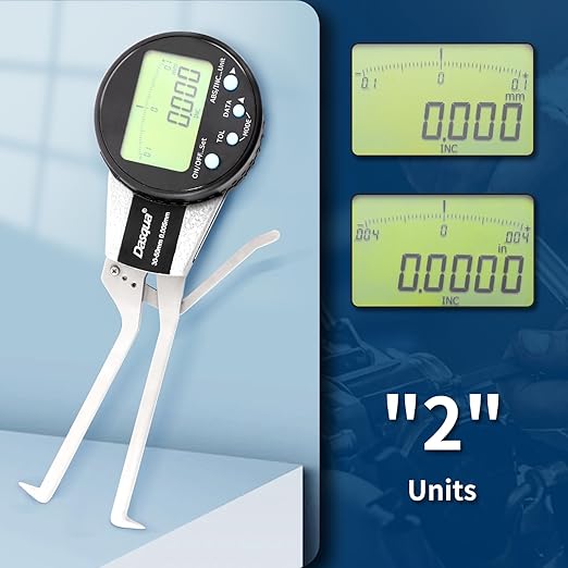 Dasqua Digital Internal Caliper Gage with 0.200"-1" /1.200"-2"/0.400"-1.2" Measuring Range (1.200"-2.0"/30-50mm)