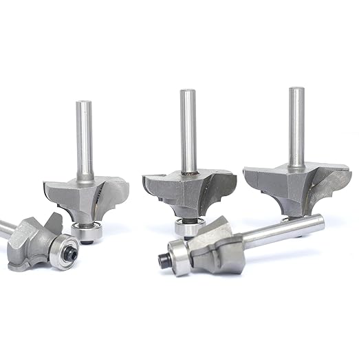 5Pcs Classical Ogee Bit,1/4" Shank,Cove&Bead Router Bits Cutting Depth 5/16",3/8",7/16",1/2",5/8",Edge Forming Cutter for Wood Profiling,Molding