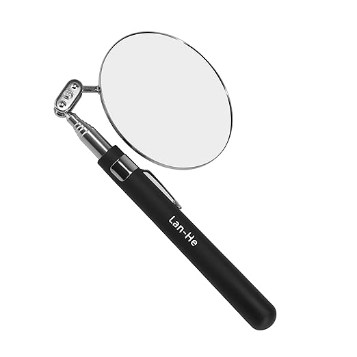 360 Circular Telescoping Inspection Mirror Large Roud Mirror on a Stick with Pen Buckle Diameter 85mm(3.35in) for Extra Viewing Dead Angle Line of Sight Obstacle Area Mechanic Automotive Gifts