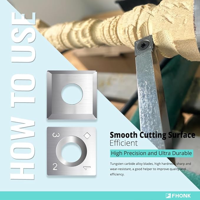 15mm Square Straight Carbide Cutters, for Woodturning Replacement Cutter Knives, Fits Spiral, Helical Planer Cutter, Wood Lathe Turning Tool, 10-Piece (15x15x2.5-30°(4R0.5))