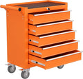 Rolling Tool Chest with Drawers, 5 Drawers Tool Chests & Cabinets, Metal Toolbox with Wheels, Lockable Storage Cabinet, Garage Tool Box with Drawers (Orange, 5 Drawers)