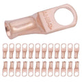 SELTERM 25pcs 6 AWG 5/16" Stud Battery Lugs, Ring Terminals, Heavy Duty Copper Wire Lugs, Cable Ends, 6 Gauge Ring Terminal Connectors, UL Bare Copper Eyelets Electrical Connectors