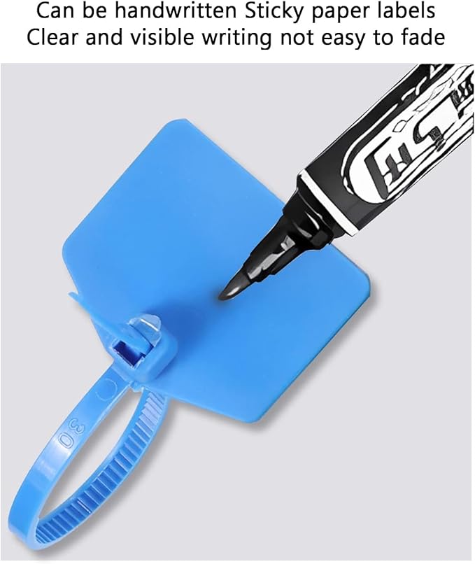 4 in Marker Nylon Cable Ties, Plastic Water Proof Tags, Self-Locking Written-on Cord Marker, Security Seals Label for Cabling, Wire Marking Label, Shipping Hanging Tags - White/ 100pcs