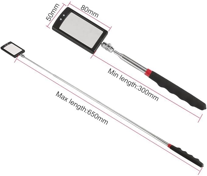 Telescoping Lighted Inspection Mirror，Telescoping LED Lighted Flexible Inspection Mirror 360 Swivel for Extra Viewing