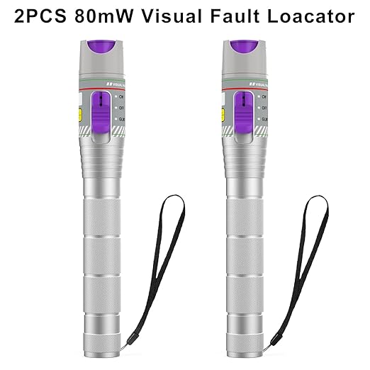 2PCS 80KM Visual Fault Locator for Fiber Optic Cables, VFL Supports FC/ST/SC Interfaces, Long-Range Fault Finder, Fiber Light Pen Tester, High-Precision OTDR Mapping Tool for FTTH, Telecom, Datacom
