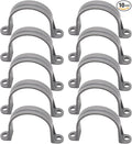 2 Inch PVC Pipe Strap, 2-Holes Conduit Pipe Clamps Plastic Pipe Supports (Grey, 10 Pcs)