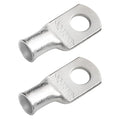 SELTERM 2pcs 2 AWG 3/8" Stud (Wide Pad) Tinned Copper Wire Lugs, Battery Lugs, Ring Terminals, Battery Cable Ends, 2 Gauge Ring Terminal Connectors, UL Marine Grade Battery Terminal Connectors