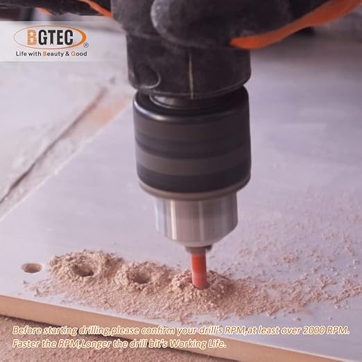 Dry Diamond Drill Bit Set,BGTEC 1pc 1/4" 6mm Hole Saw for Granite,Marble,Masonry, Concrete, Tile/Ceramic, Glass, Hard Plastic,Vacuum Brazed Diamond Core Drill Bit Kit