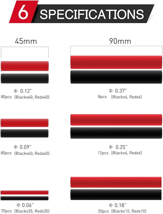 Nilight Heat Shrink 2:1 Electric Insulation Tube Kit 45mm Flame Retardant Wrap Cable Sleeve 270pcs 5 Colors 12 Sizes with Storage Box，2 Years Warranty