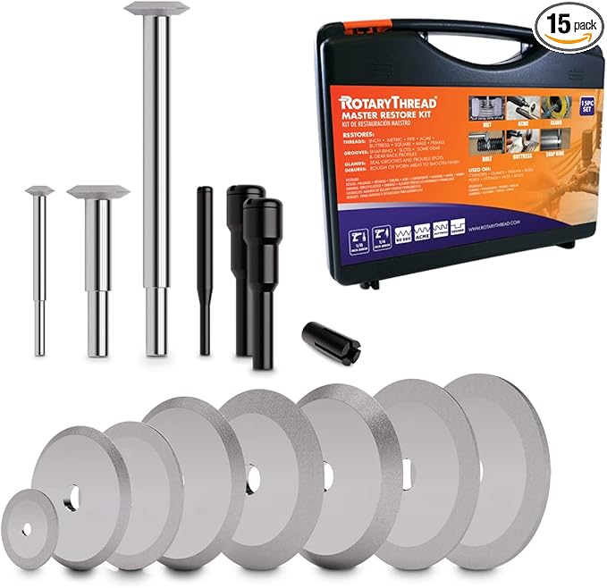 Repair Kits - Faster & Easier to Chase, Restore & Clean Internal or External Threads, All in One Universal Thread Files Set, Inch, Metric, Grooves, Glands, ACME, Buttress Thread