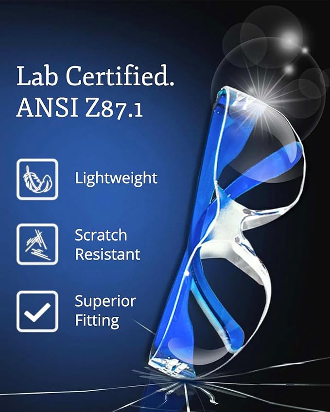 Aqulius 24 Bulk Safety Glasses for Men & Women - ANSI Z78.1 Certified - Scratch/Impact Resistant Crystal Clear Eye Protection Glasses for Construction, Shooting & More - Safety Goggles (6 Colors)