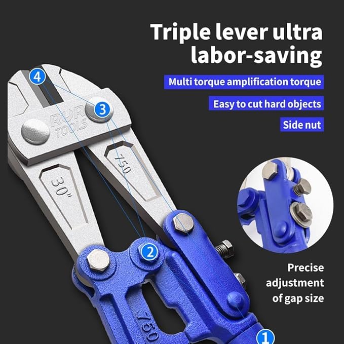18-inch Bolt Cutter Heavy Duty - Chrome Molybdenum Steel Blade and Soft Rubber Grip,Cutting Tool for Padlocks, Chains, Wires, Screws, Fence,and Rivets