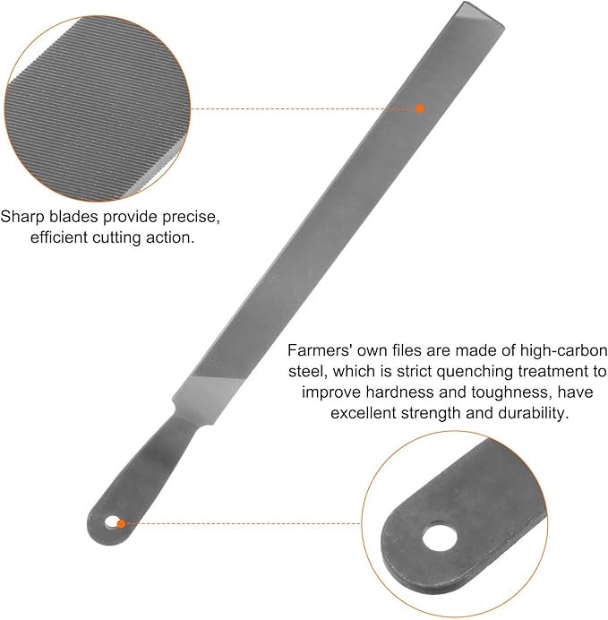 HARFINGTON Farmers Own Files 10 Inch High Carbon Steel Single Cut Flat Hand Rasp File for Deburring and Removing Material