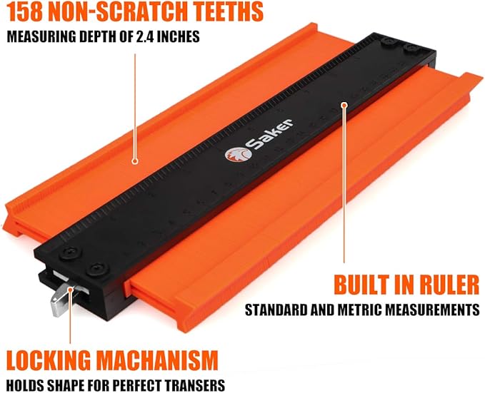 Saker Contour Gauge (10 Inch) Profile Tool with Adjustable Lock,Christmas Gifts for Men Women Dad Boyfriend Husband-Precisely Copy Irregular Shape Duplicator-Cool Gadgets for Woodworking Tool Tracing