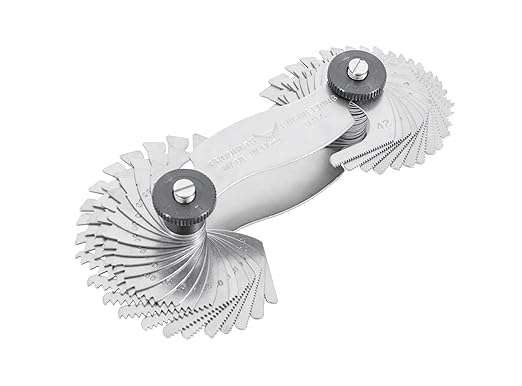 PEC Tools Screw Pitch Gage, 4-56in & 0.5-6mm, 28 Blades/2 Groups, Clearly Marked Scales, Suitable for Various Applications, Made in USA