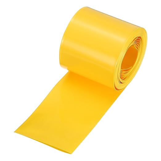 MECCANIXITY Battery Wrap PVC Heat Shrink Tubing 26mm Dia 43mm Flat 10 Feet(3meters) Yellow Good Insulation for Battery Pack