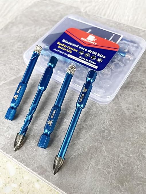 Diamond Drill Bit - BRSCHNITT 10pcs 1/4 inch Masonry Drill Bits Set for Porcelain Tile Ceramic Stone Granite Marble,Hex Shank Diamond Hole Saw Drill Bit