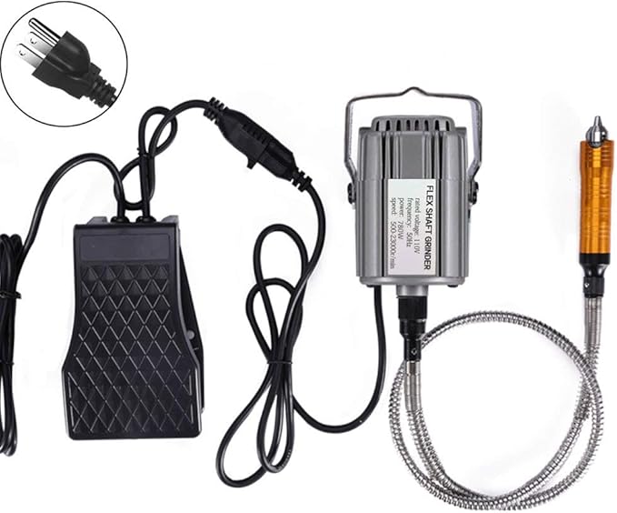 Rotary Tool Flex Shaft Hanging Grinder Carver Electric Multi-function Metalworking Tools Repair Kit, Foot Pedal Control, 780W Strong Power, Metal Flexible Shaft, 23000 RPM