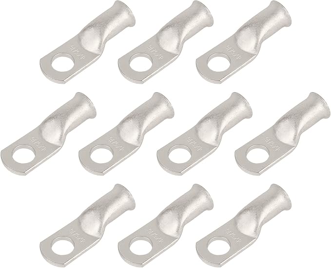 10pcs 4 AWG-5/16(M8) Tinned Copper Ring Terminals Battery Lugs, Heavy Duty Wire Lugs, Battery Cable Connectors